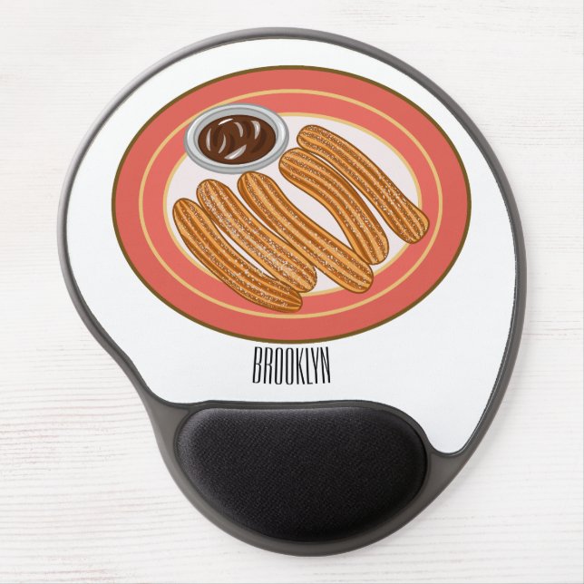 Churro cartoon illustration gel mouse pad (Front)