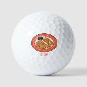 Churro cartoon illustration golf balls
