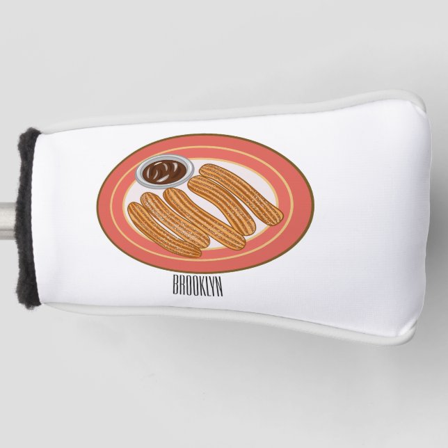 Churro cartoon illustration  golf head cover (Front)