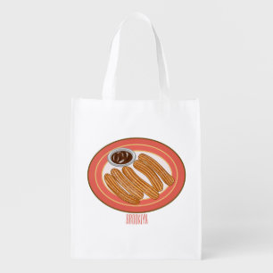 Churro cartoon illustration grocery bag