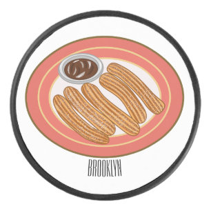 Churro cartoon illustration hockey puck