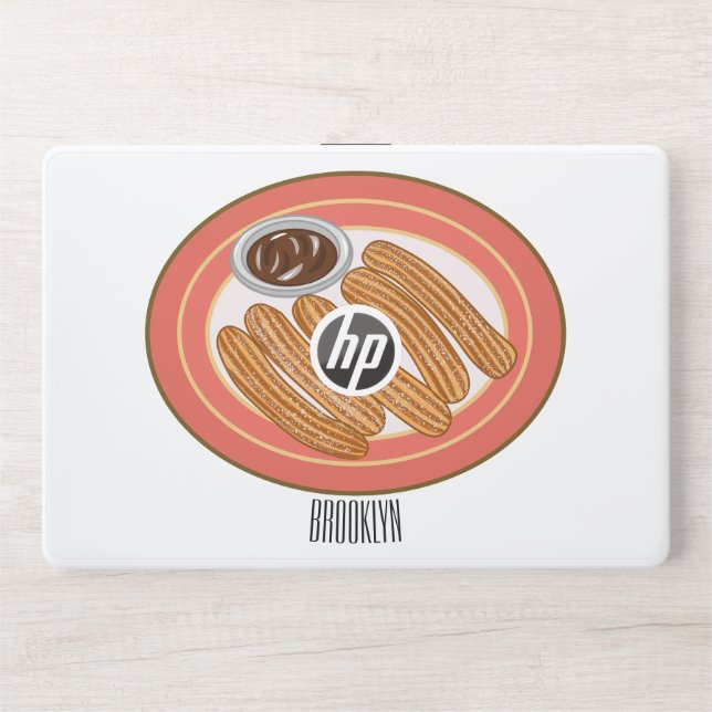 Churro cartoon illustration  HP laptop skin (Front)