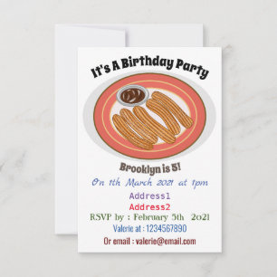 Churro cartoon illustration invitation