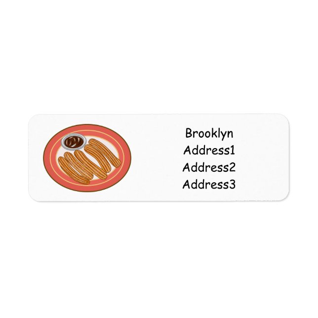 Churro cartoon illustration label (Front)