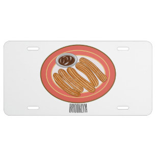 Churro cartoon illustration license plate