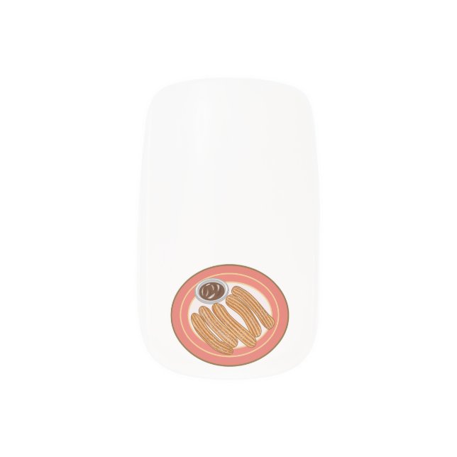 Churro cartoon illustration minx nail art (Left Thumb)