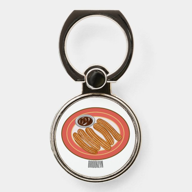 Churro cartoon illustration phone ring stand (Front)