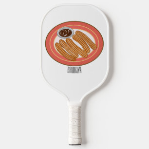 Churro cartoon illustration pickleball paddle
