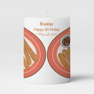 Churro cartoon illustration pillar candle