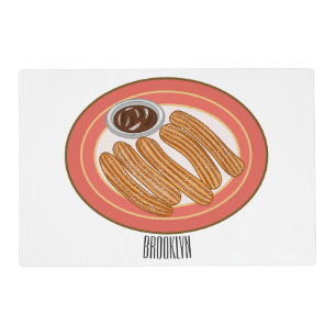Churro cartoon illustration placemat
