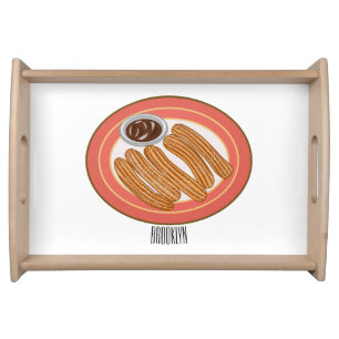 Churro cartoon illustration serving tray