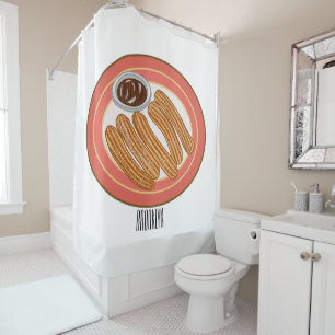 Churro cartoon illustration shower curtain