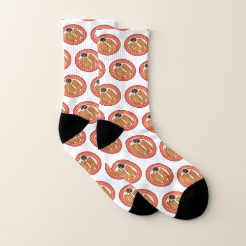 Churro cartoon illustration socks