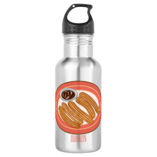Churro cartoon illustration stainless steel water bottle