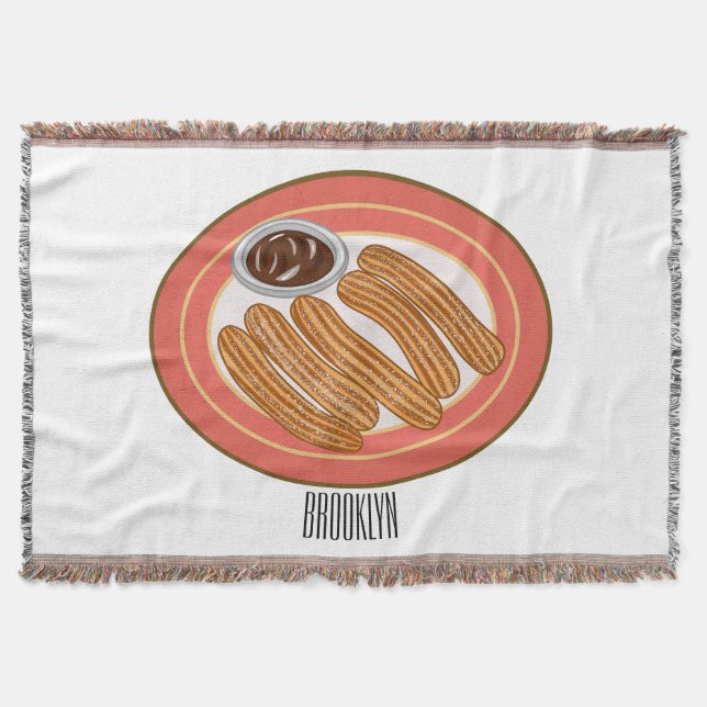 Churro cartoon illustration throw blanket (Front)