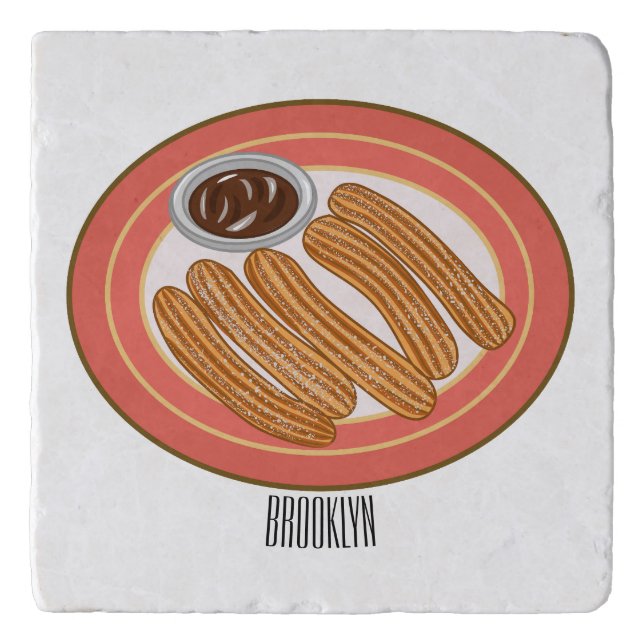 Churro cartoon illustration  trivet (Front)