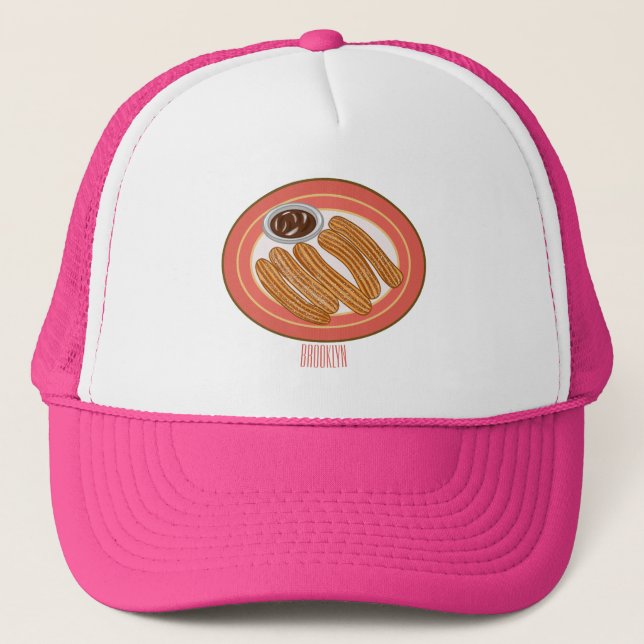 Churro cartoon illustration  trucker hat (Front)