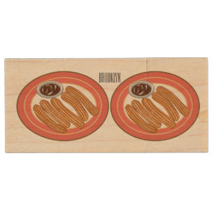 Churro cartoon illustration  wood flash drive