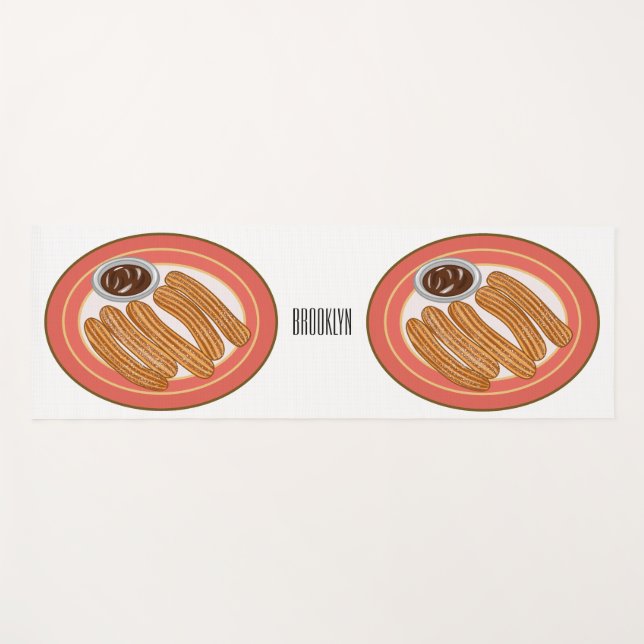 Churro cartoon illustration  yoga mat (Front (Horizontal))
