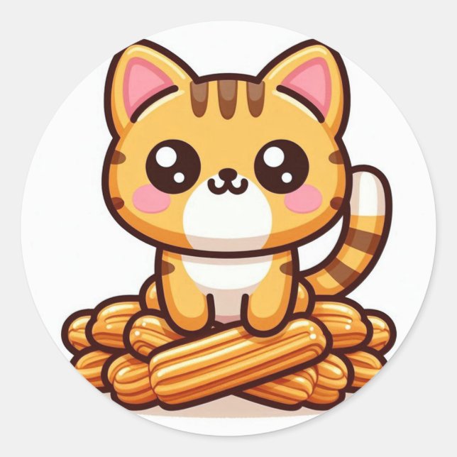 Churro cat cartoon sticker (Front)