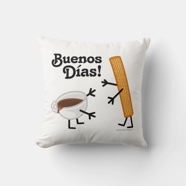 Churro & Chocolate - Buenos Dias! Throw Pillow (Front)