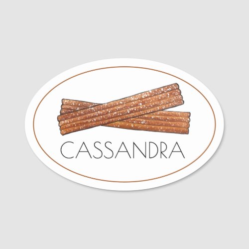 Churro Fried Dough Pastry Chef Bakery Spanish Food Name Tag