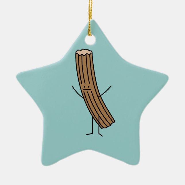 Churro Loves You! Ceramic Ornament (Front)