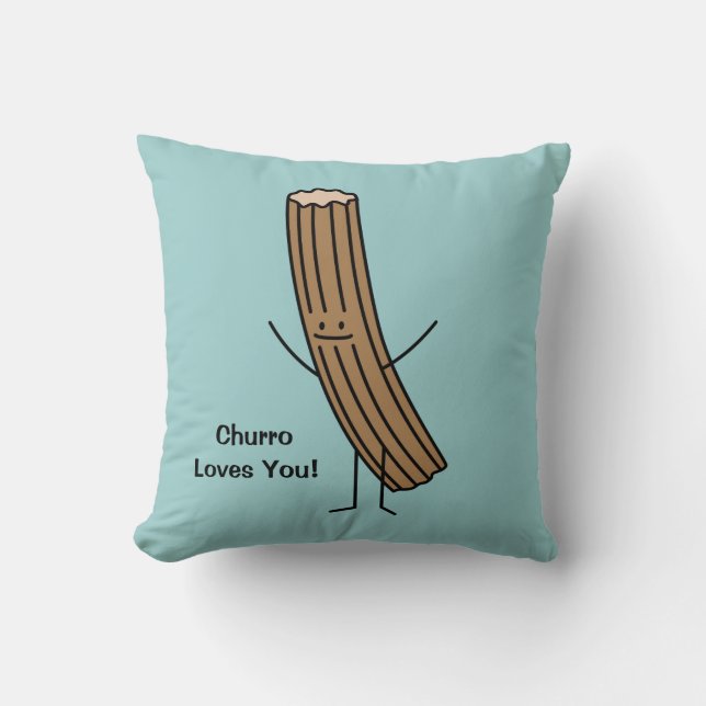 Churro Loves You! Throw Pillow (Front)