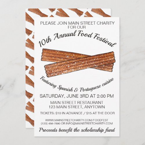 Churro Spanish Portuguese Churros Food Festival Invitation