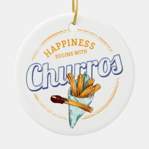 Churros Snack Vintage Dessert Retro Street Food Ceramic Ornament