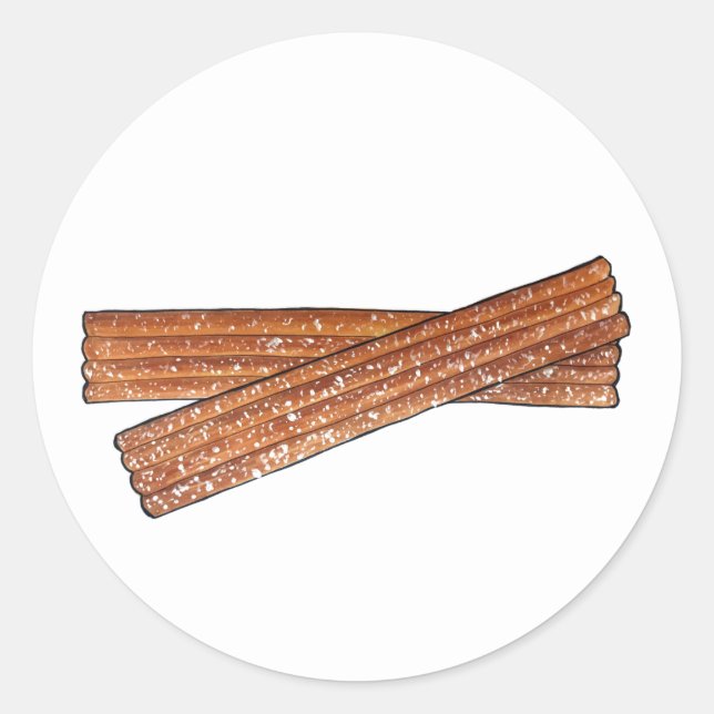 CHURROS Spanish Portuguese Fried Churro Pastry Classic Round Sticker (Front)