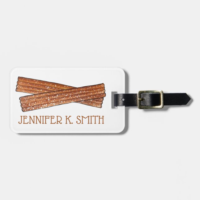 CHURROS Spanish Portuguese Fried Churro Pastry Luggage Tag (Front Horizontal)