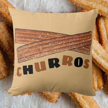 Churros Spanish Portuguese Fried Churro Pastry Throw Pillow by rebeccaheartsny at Zazzle