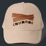 CHURROS Spanish Portuguese Fried Churro Pastry Trucker Hat<br><div class="desc">Food art features an original marker illustration of a pair of sugary churros. A staple of Spanish and Portuguese cuisine, the classic churro is also popular in parts of the Southwestern US, Latin America, and France, as well as in the Philippines. Fried until crunchy and sprinkled with sugar, these dough...</div>