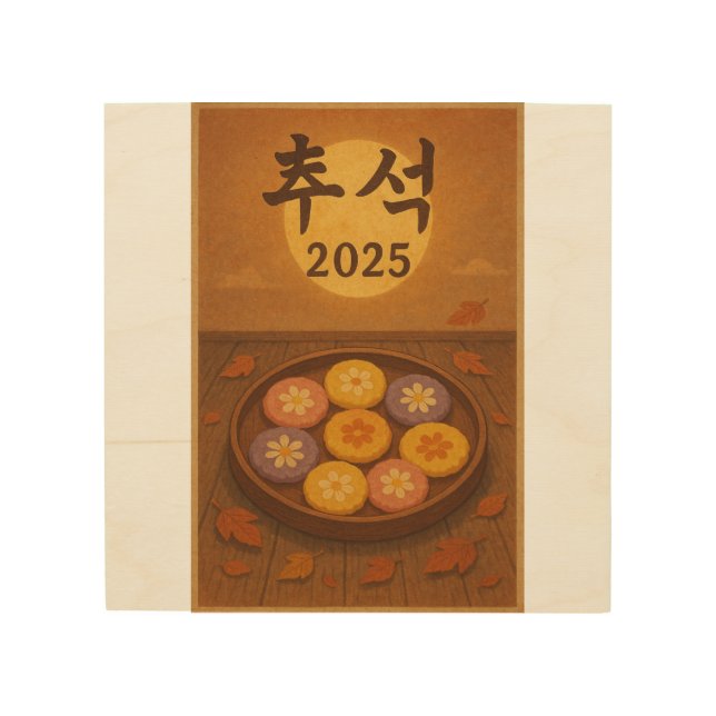 “Chuseok Moonlight & Hwajeon –  Korean Mid-Autumn Wood Wall Art (Front)