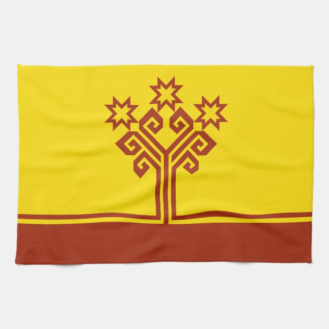 Chuvashia Flag Kitchen Towel (Horizontal)