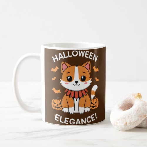 Chuzzy the Cat Halloween Elegance in Kawaii Style Coffee Mug