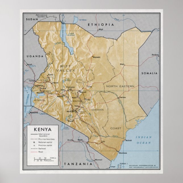 CIA MAP of KENYA  1970 Poster (Front)