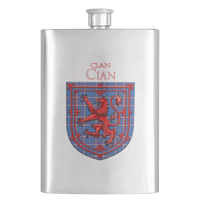 Cian of Ely Tartan Scottish Plaid Flask (Front)