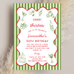 Ciao 30s Italian Pasta Dinner 40th Birthday Party  Invitation<br><div class="desc">Italian Pasta Dinner Party 40th Birthday Invitation – Editable Printable Template for Her - Olive Green and Red Color Palette Say Ciao 30s! and toast to 40 in style with this Italian-themed 40th birthday party invitation. Designed for pasta lovers and wine enthusiasts, this editable and printable birthday invite features hand-drawn...</div>