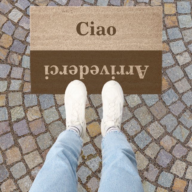 Ciao Arrivederci Fun Italian Welcome Greeting Text Fiber Doormat (Creator Uploaded)
