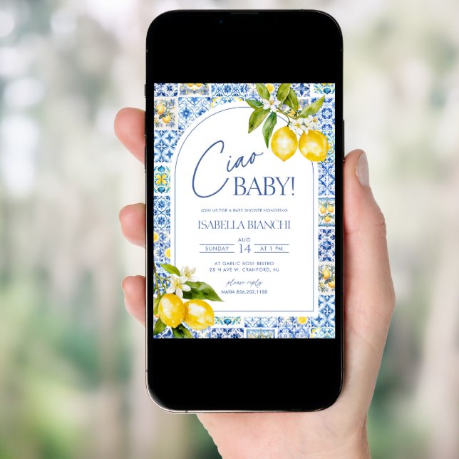 Ciao Baby Amalfi Coast Lemon Baby Shower Invitation (Front Digital)