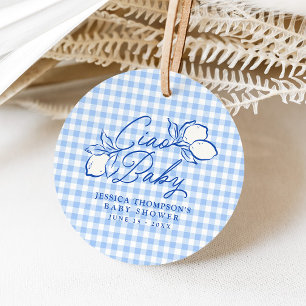 Ciao Baby Amalfi Lemon Blue Gingham Baby Shower Favor Tags
