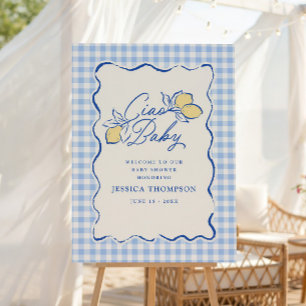 Ciao Baby Amalfi Lemon Blue Gingham Baby Shower Foam Board