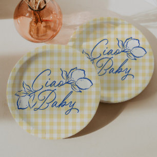 Ciao Baby Amalfi Lemon Blue & Yellow Baby Shower Paper Plates