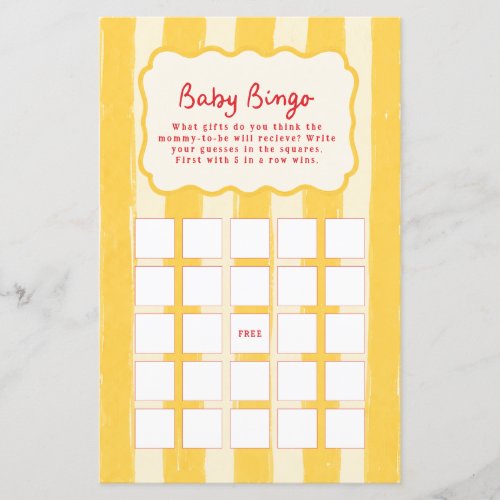 Ciao Baby Baby Shower Bingo Game talian Folk Art