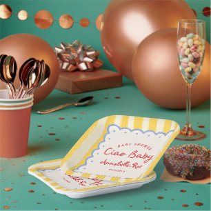 Ciao Baby Baby Shower Personalized Italian striped Paper Plates