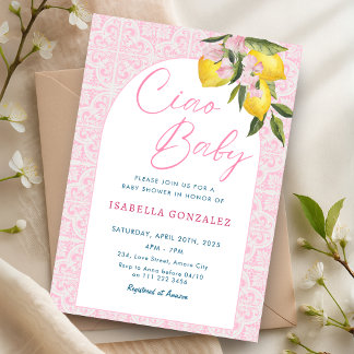 Ciao Baby Bambina Amalfi Italian Baby Shower Invitation