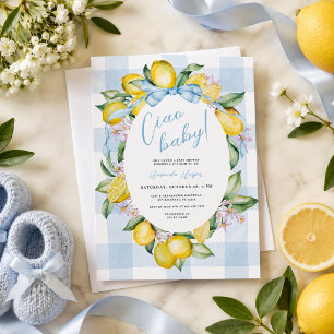 Ciao Baby Bambino Lemon Italian Boys Baby Shower Invitation