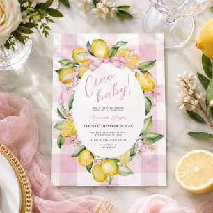 Ciao Baby Bambino Lemon Italian Girls Baby Shower Invitation